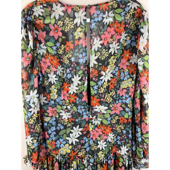 TopShop Woven Long Sleeve Ruffle Midi Dress in‎ Multi Floral Size 12 - Picture 9 of 11